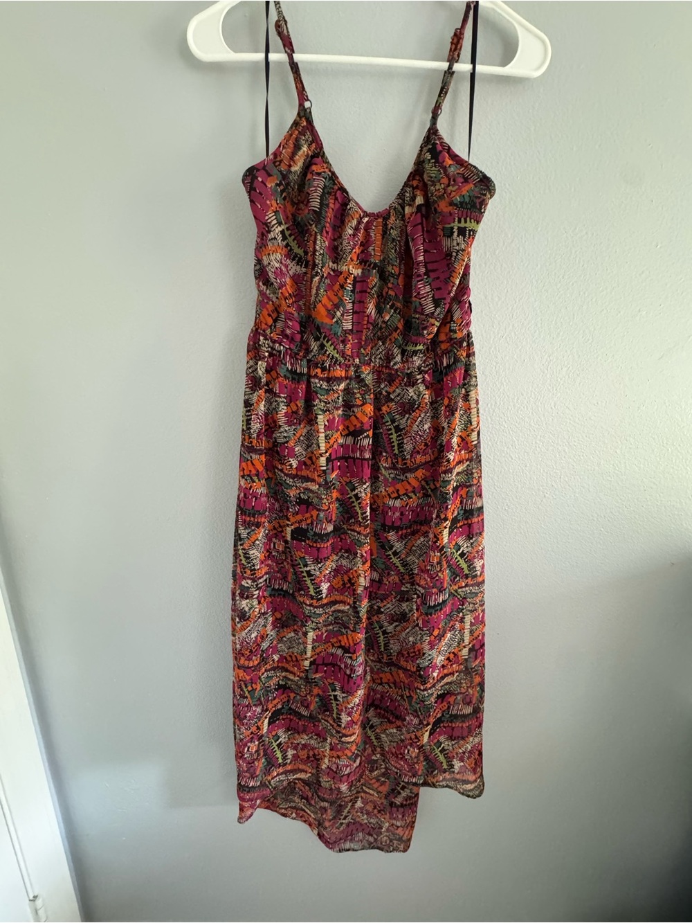 Angie Women’s Small Multicolor Printed Spaghetti-Strap High-Low Dress
